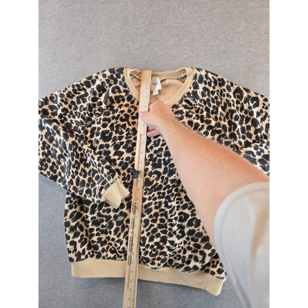 Maeve Sweatshirt Womens XS Tan Black Leopard Print Raglan Pullover OB2186422 - Picture 8 of 10